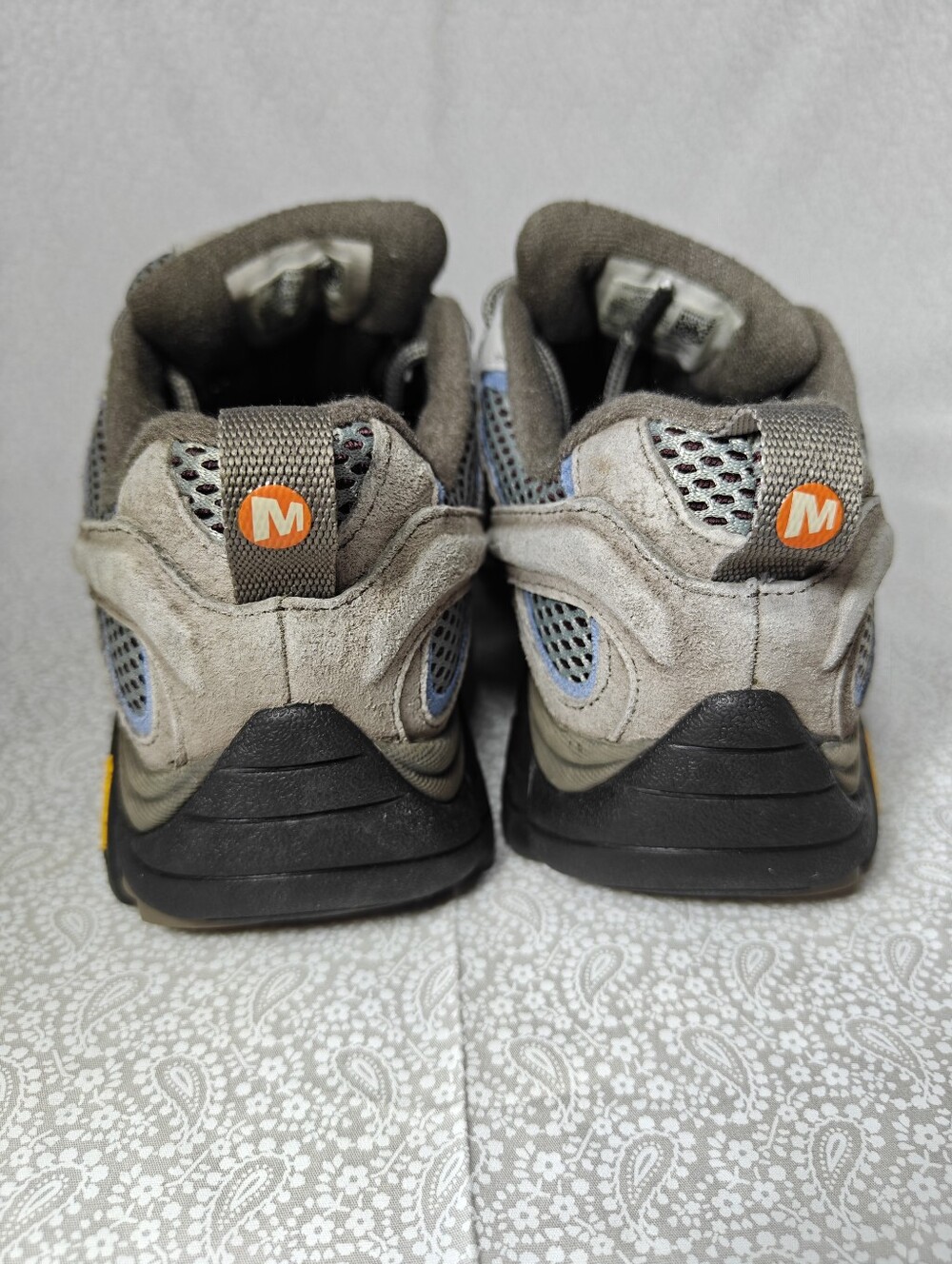 Merrell Women's Moab 2 Waterproof Grey Light Blue Vibram Hiking Shoes Size 7 - Picture 9 of 12